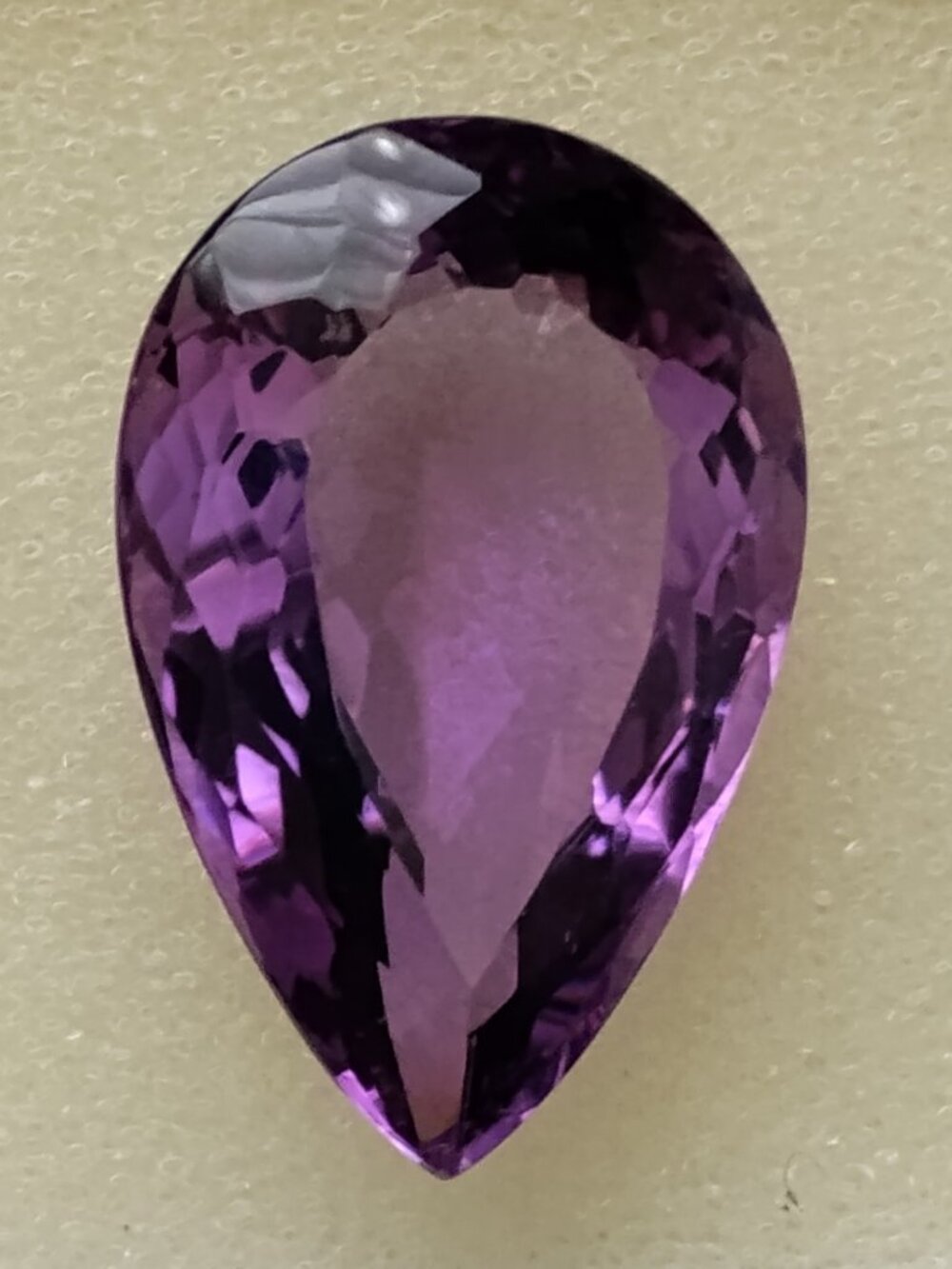 VINTAGE 34.35 Ct Natural Brazilian Amethyst Loose Gem - Faceted Pear Cut